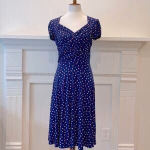 LEOTA Medium Dress Spring Dot Retro Pinup 40s Classic Rockabilly Stretch Slinky